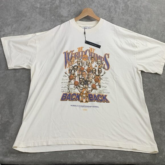 Hubble Studios Shirt Men XL Los Angeles Lakers Back To Back Champions Cream Tee - Picture 1 of 8